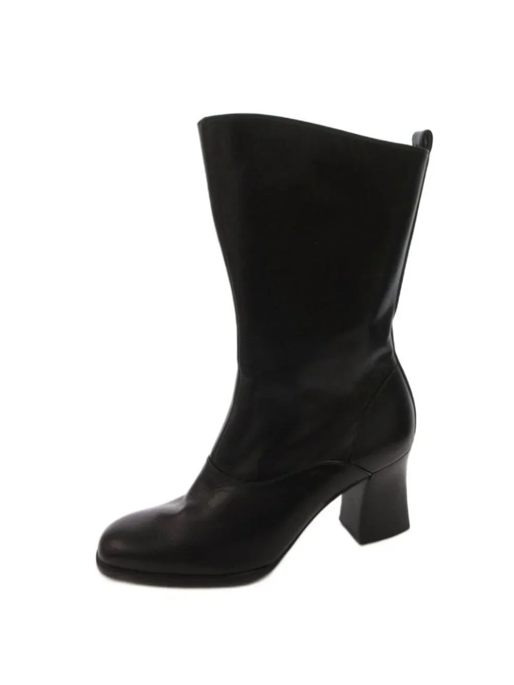 Saint Laurent Yves Long Boots Side Zip Leather 36.5 Black - Picture 2 of 8